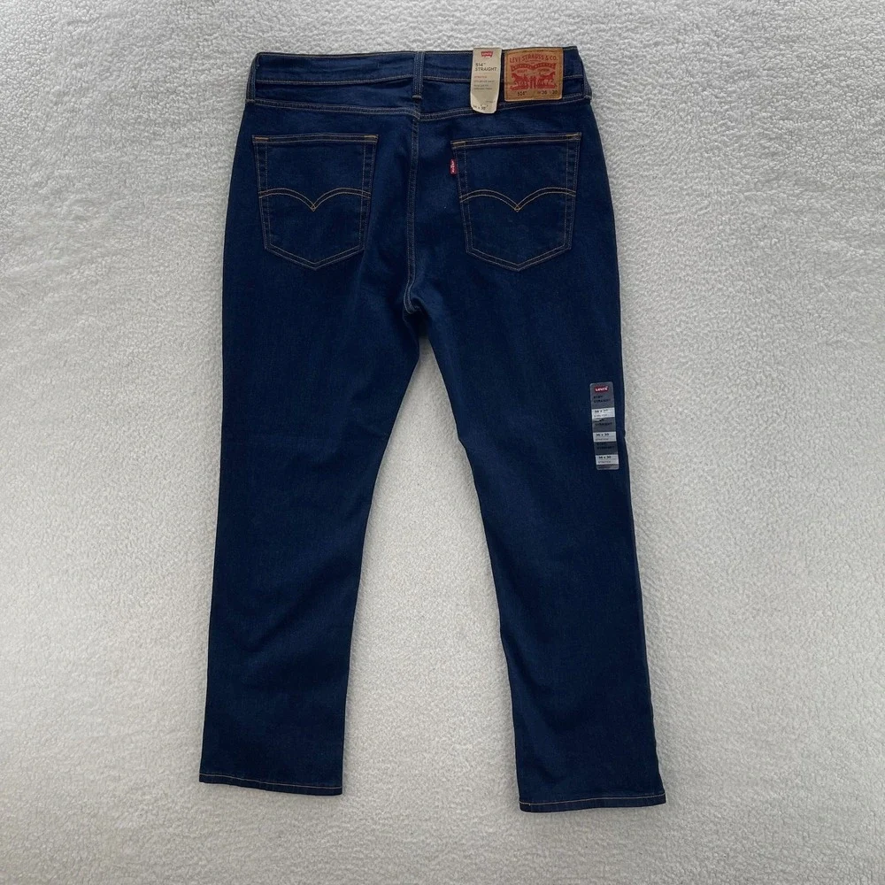 Levis Jeans Mens 36x30 Blue 514 Straight Stretch Dark Wash Stretch Denim Cowboy